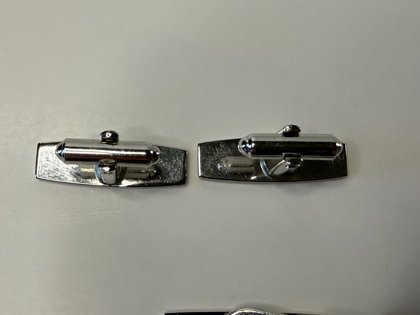 Vintage Hickok USA Cufflinks & Tie Bar Set Silver Tone Brushed Finish MCM