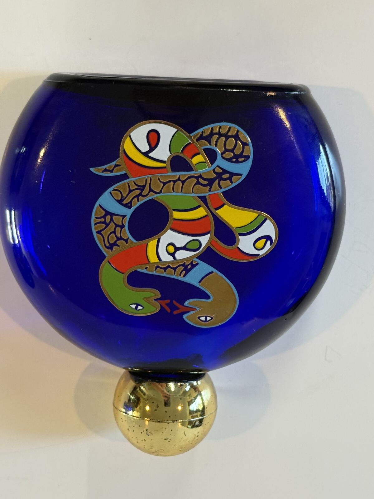 Vintage Niki de Saint Phalle Cobalt Blue Snake Perfume Bottles Set of 2