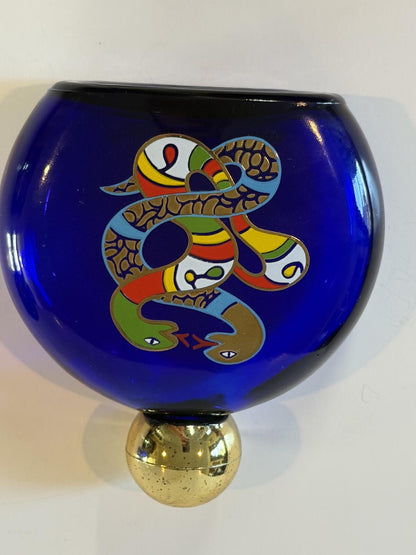 Vintage Niki de Saint Phalle Cobalt Blue Snake Perfume Bottles Set of 2