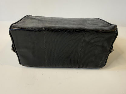 Vintage Black Textured Clutch Purse Gold Tone Frame Evening Handbag Retro MCM