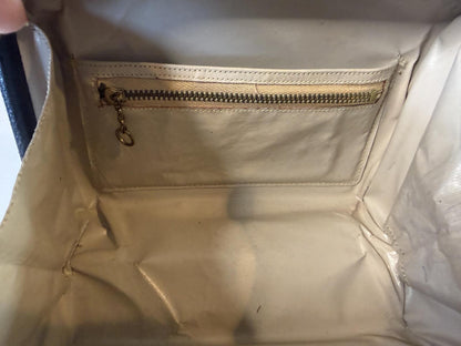 Vintage Black Textured Clutch Purse Gold Tone Frame Evening Handbag Retro MCM