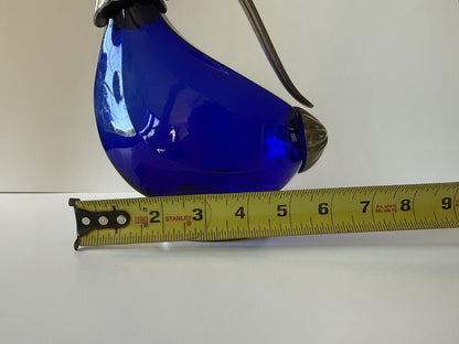 Vintage Italian Cobalt Blue Glass Duck Decanter Silver Plated 9.5”