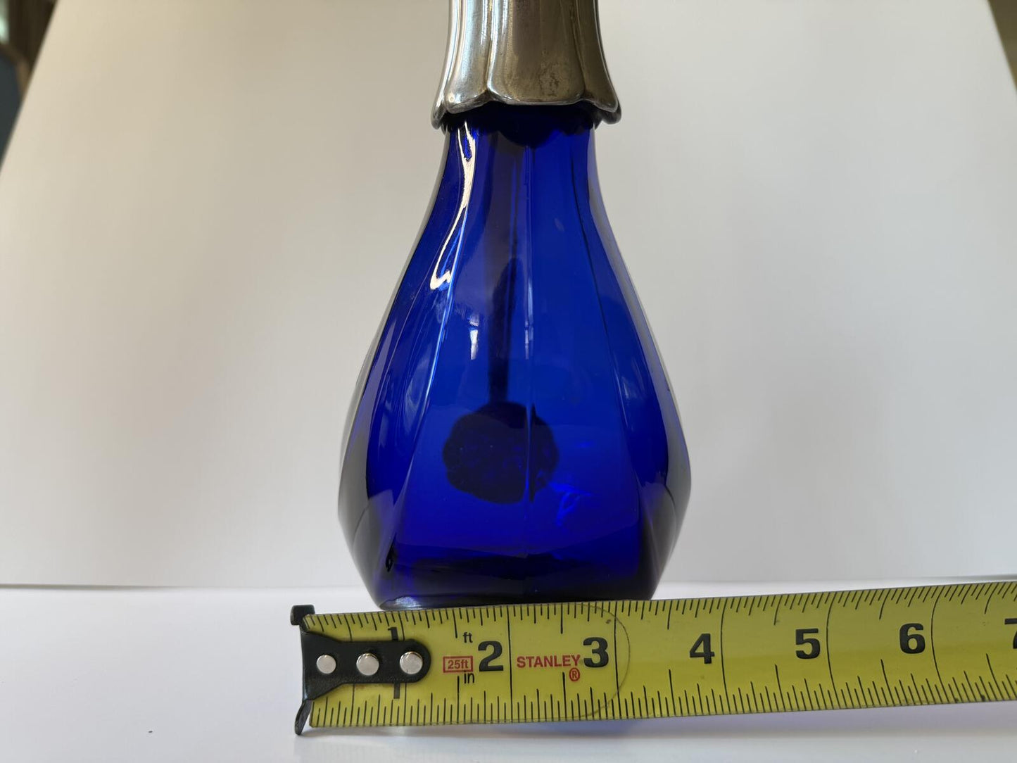 Vintage Italian Cobalt Blue Glass Duck Decanter Silver Plated 9.5”