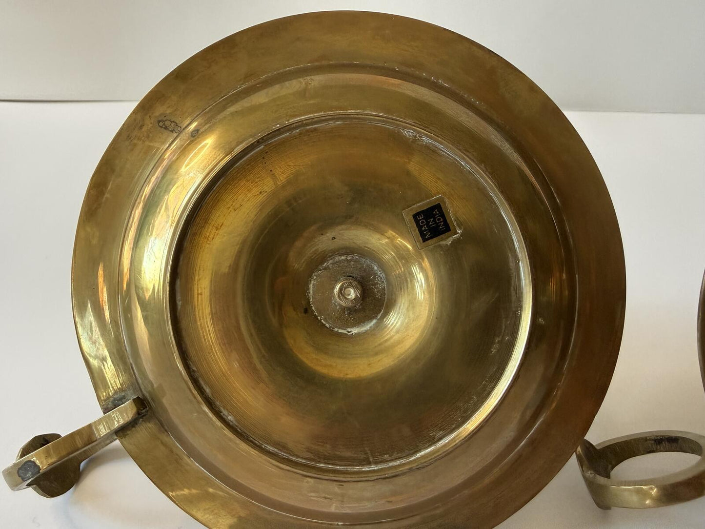 Vintage Brass Chamberstick Candle Holders Set of 2 Made in India Finger Loop