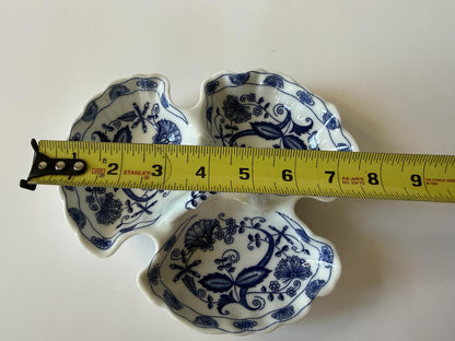 Vintage Blue Phenix Fine China Japan 3 Section Relish Dish Blue Onion Style