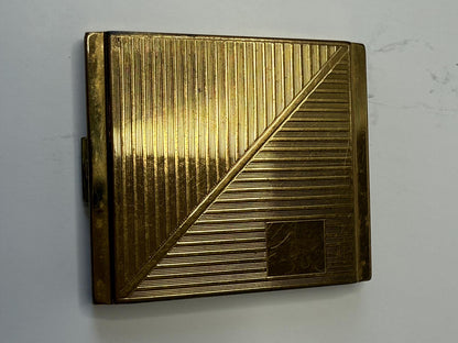 Vintage Langlois Boston Dist Cara Nome Compact Powder Makeup Case Gold Tone