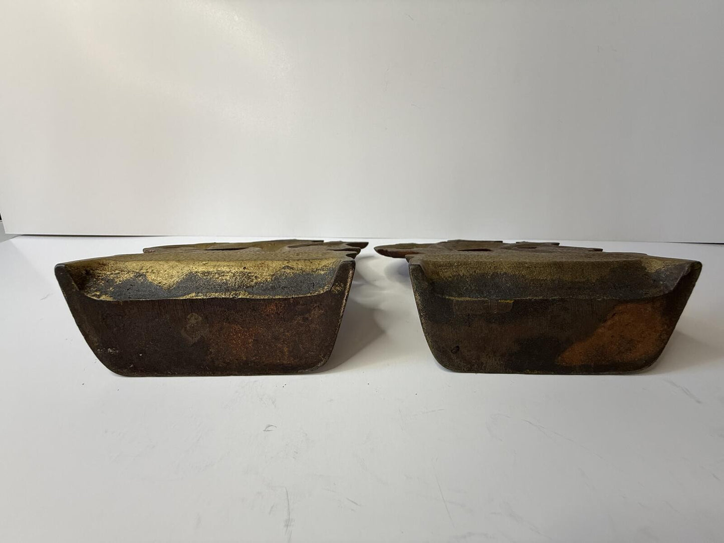 Vintage Cast Iron Sailing Ship Bookends Pair Bronze Tone Spanish Galleon
