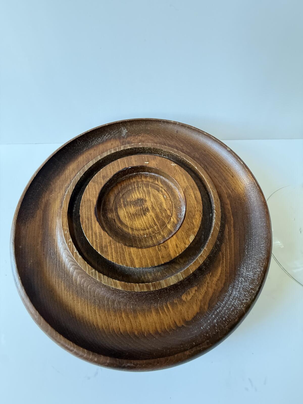 Vintage Hurricane Candle Holder Wood Base Glass Chimney Centerpiece