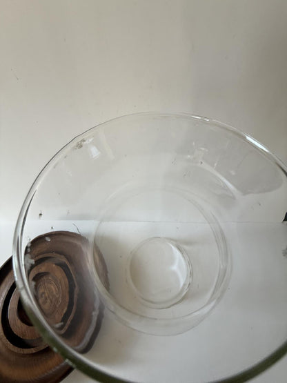 Vintage Hurricane Candle Holder Wood Base Glass Chimney Centerpiece