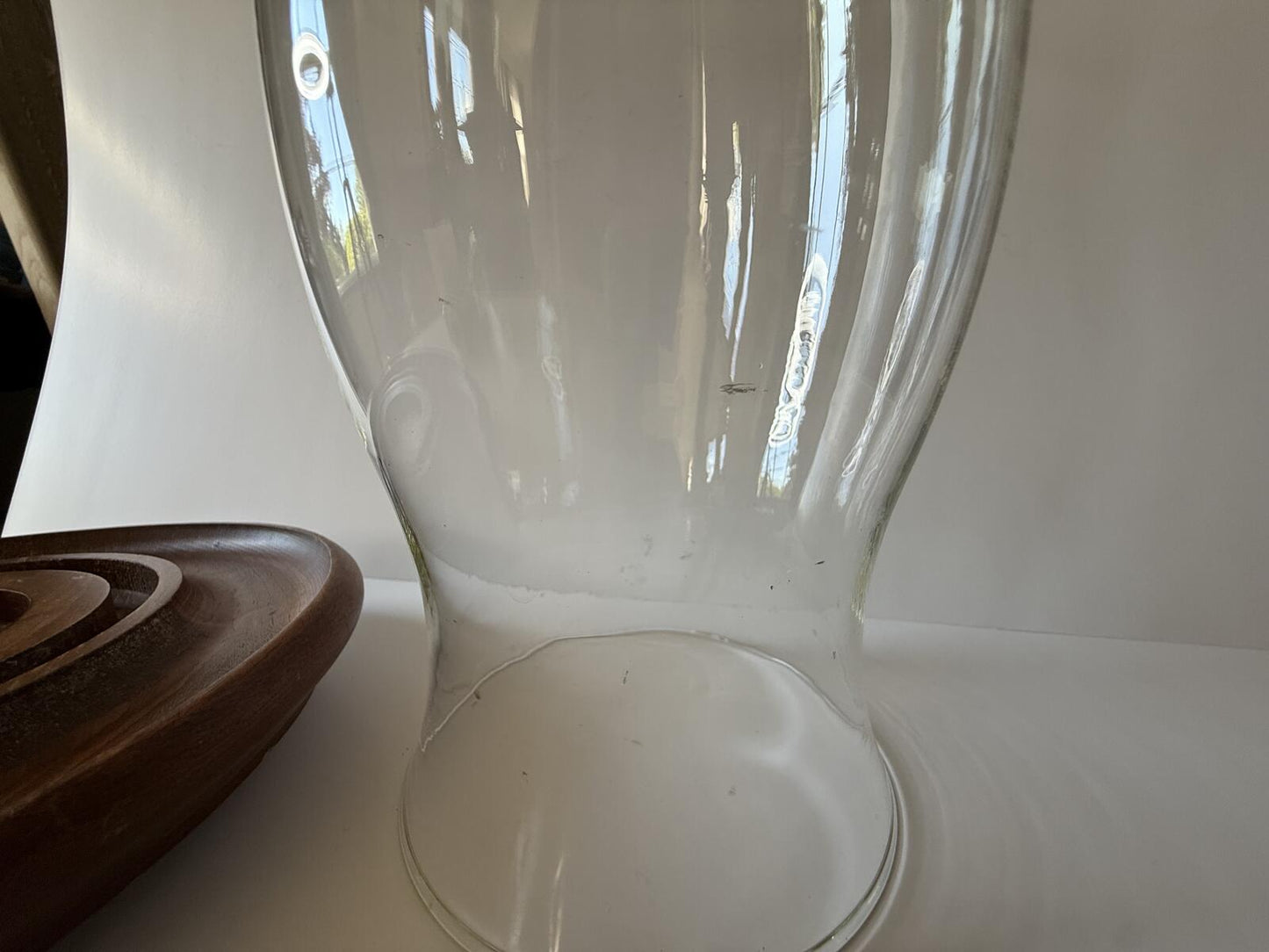 Vintage Hurricane Candle Holder Wood Base Glass Chimney Centerpiece