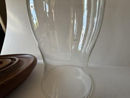 Vintage Hurricane Candle Holder Wood Base Glass Chimney Centerpiece