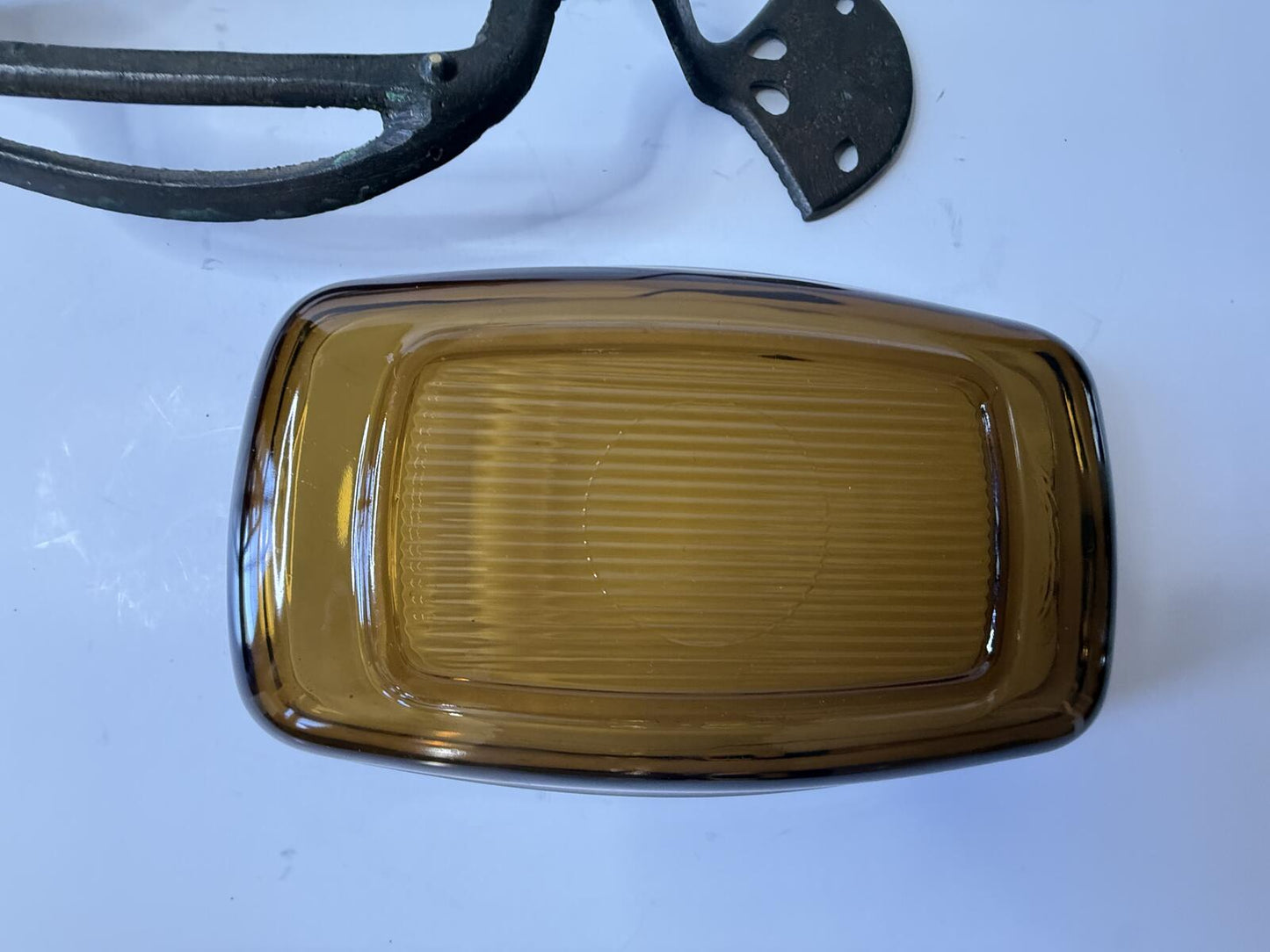 Vintage Terra Santa Guild Israel Dish with Arcopal France Amber Glass Dish