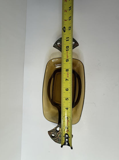 Vintage Terra Santa Guild Israel Dish with Arcopal France Amber Glass Dish