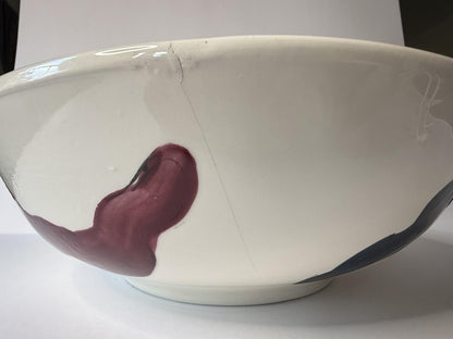 Hand Painted Southwestern Chili Pepper Ceramic Bowl 12” Folk Art Pottery