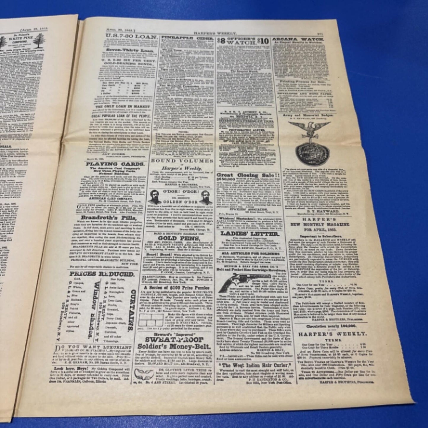 1865 HARPER’S WEEKLY NEWSPAPER ~ LINCOLN ASSASSINATION ~ JOHN WILKES BOOTH