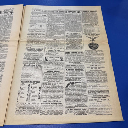 1865 HARPER’S WEEKLY NEWSPAPER ~ LINCOLN ASSASSINATION ~ JOHN WILKES BOOTH