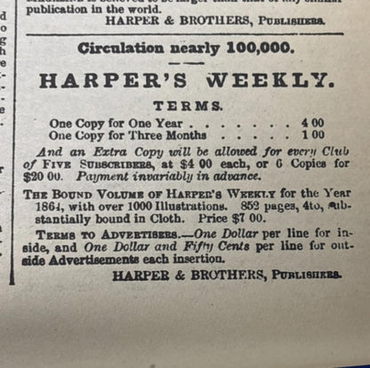 1865 HARPER’S WEEKLY NEWSPAPER ~ LINCOLN ASSASSINATION ~ JOHN WILKES BOOTH