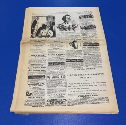 1865 HARPER’S WEEKLY NEWSPAPER ~ LINCOLN ASSASSINATION ~ JOHN WILKES BOOTH