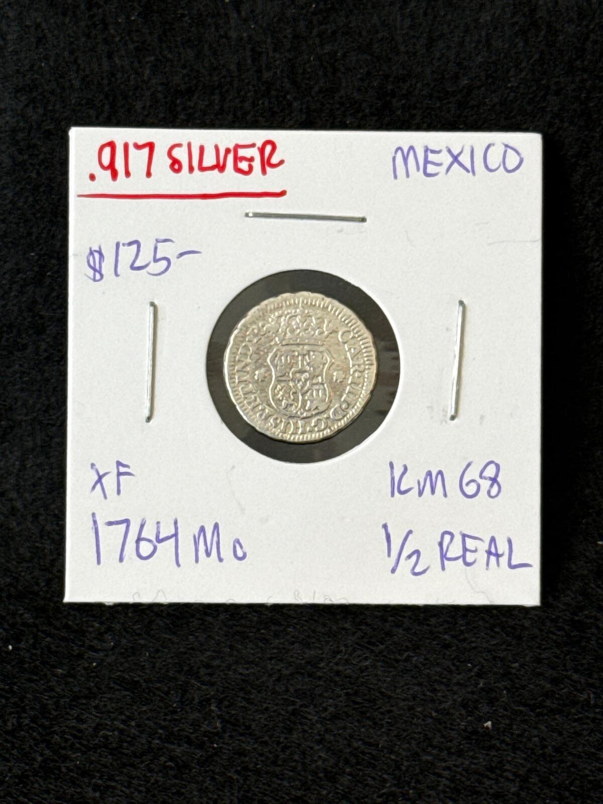 1764 Mo Mexico (Spanish Colonies) 1/2 Real - KM68 - XF - .917 Silver - FC26030143