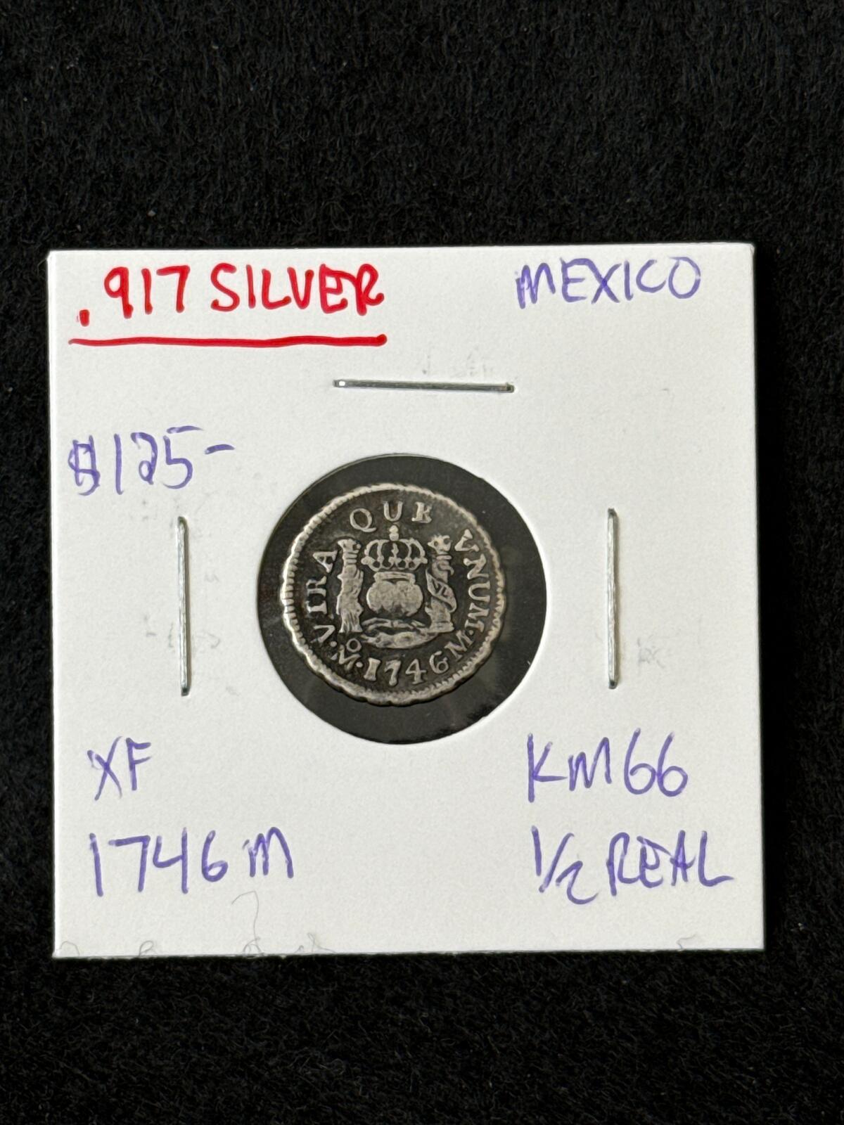 1746 M Mexico (Spanish Colonies) 1/2 Real - KM66 - XF - .917 Silver - FC26030142