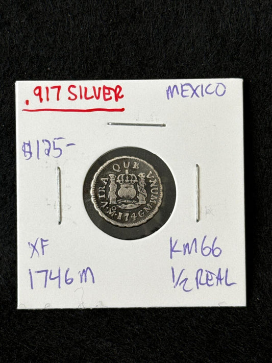 1746 M Mexico (Spanish Colonies) 1/2 Real - KM66 - XF - .917 Silver - FC26030142