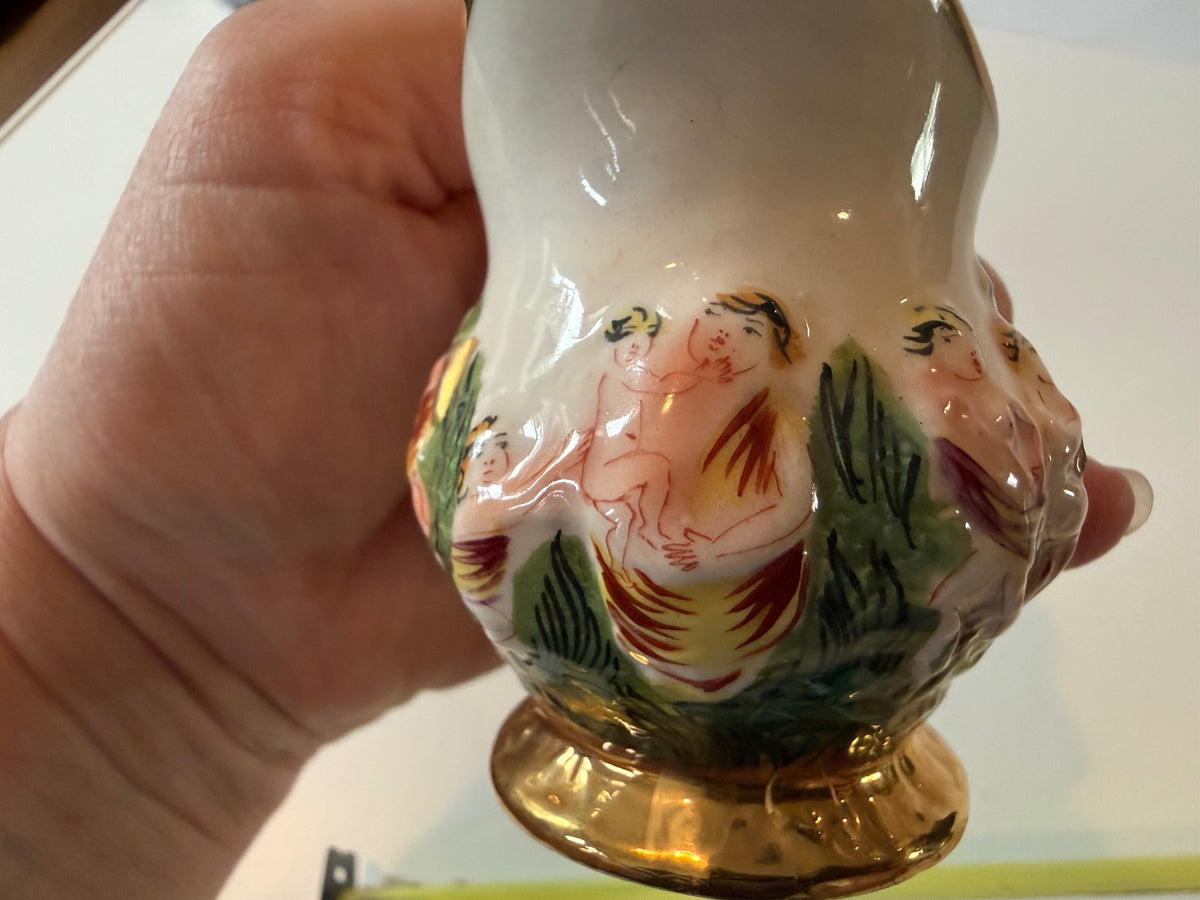 Italian Capodimonte-Style Mini Pitcher & Bowl – Putti & Gilt — product photograph 14