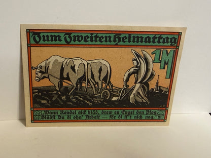 1922 Westerkappeln Germany 1 Mark Notgeld – Second Heimat Day - 99
