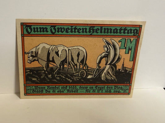 1922 Westerkappeln Germany 1 Mark Notgeld – Second Heimat Day - 99