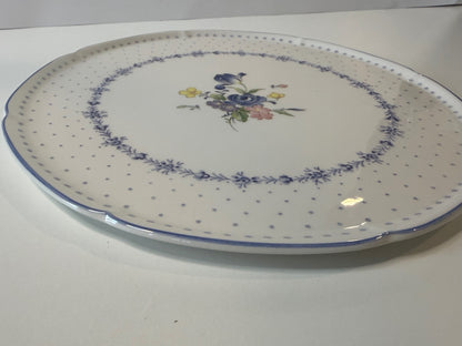 Nikko Blue Peony 10” Cake Serving Plate Japan Discontinued Floral China