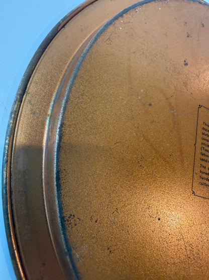 Grecian Etruscan Style Decorative Metal Tray 11.5” Greek Key Copper Tone