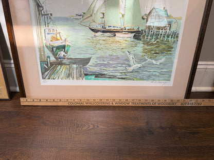 Vintage Signed Limited Edition Maritime Lithograph 69/325 Schooner Harbor COA – alternate product view 7 of 10