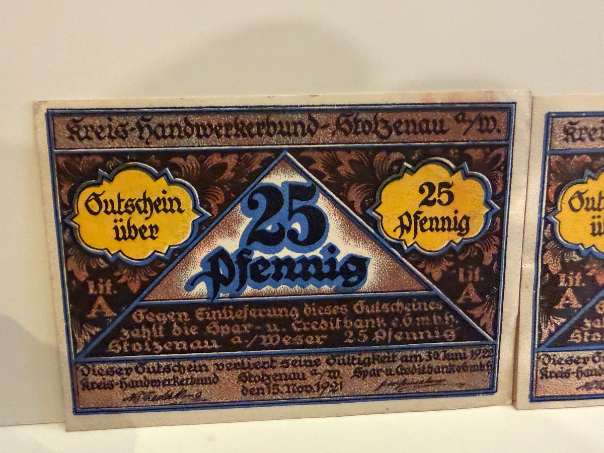 1921 Germany Schötzenau Notgeld Lot 3 Notes 25 & 50 Pfennig Handwerk – alternate product view 6 of 8