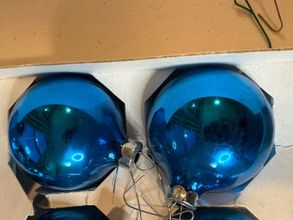 Vintage Pyramid Rauch Blue Glass Ornaments Lot 8 Made USA 2.5” – alternate product view 5 of 7
