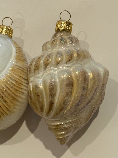 Vintage Poland Glass Seashell Christmas Ornaments Conch Spiral Shell Set 2 – alternate product view 5 of 9