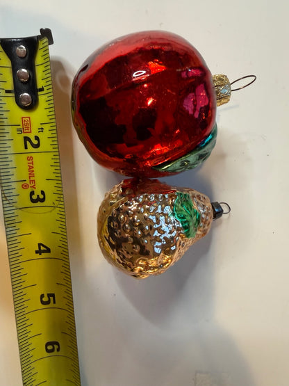 2 Vintage West Germany Glass Fruit Christmas Ornaments Apple Pear – alternate product view 9 of 9