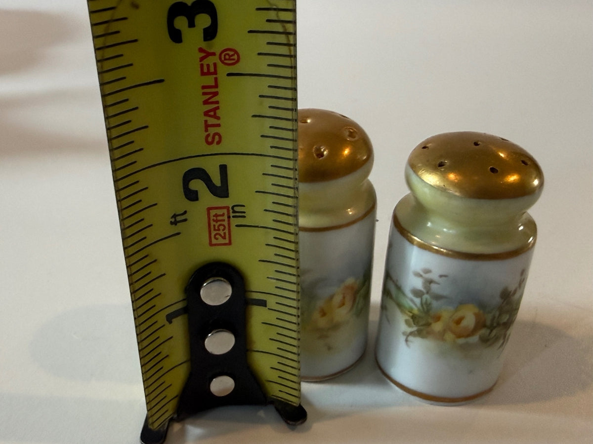 Vintage Porcelain Rose Salt & Pepper Shakers – Gilt Pair — product photograph 3