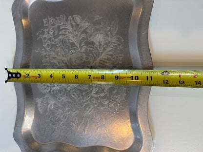 Vintage Wilson Special Brooklyn NY Aluminum Serving Tray Engraved Floral – alternate product view 5 of 6