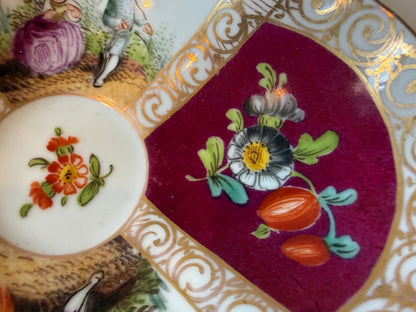 Vintage Dresden Porcelain Bowl – Magenta Courting Scenes — product photograph 3