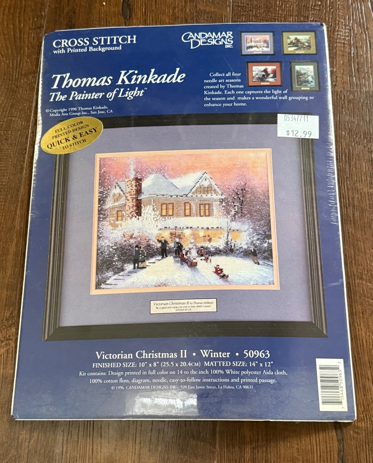 Thomas Kinkade Victorian Christmas II Winter Cross Stitch Kit Candamar 1996