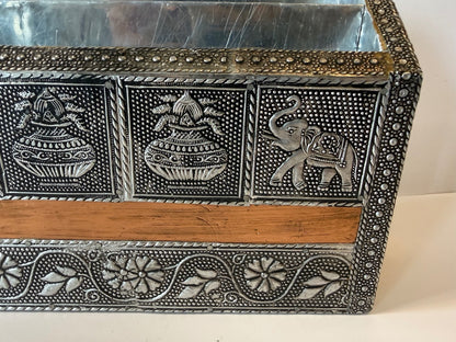 Embossed Metal Wall Mail Organizer Elephant Letter Holder India Style Decor