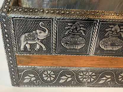Embossed Metal Wall Mail Organizer Elephant Letter Holder India Style Decor