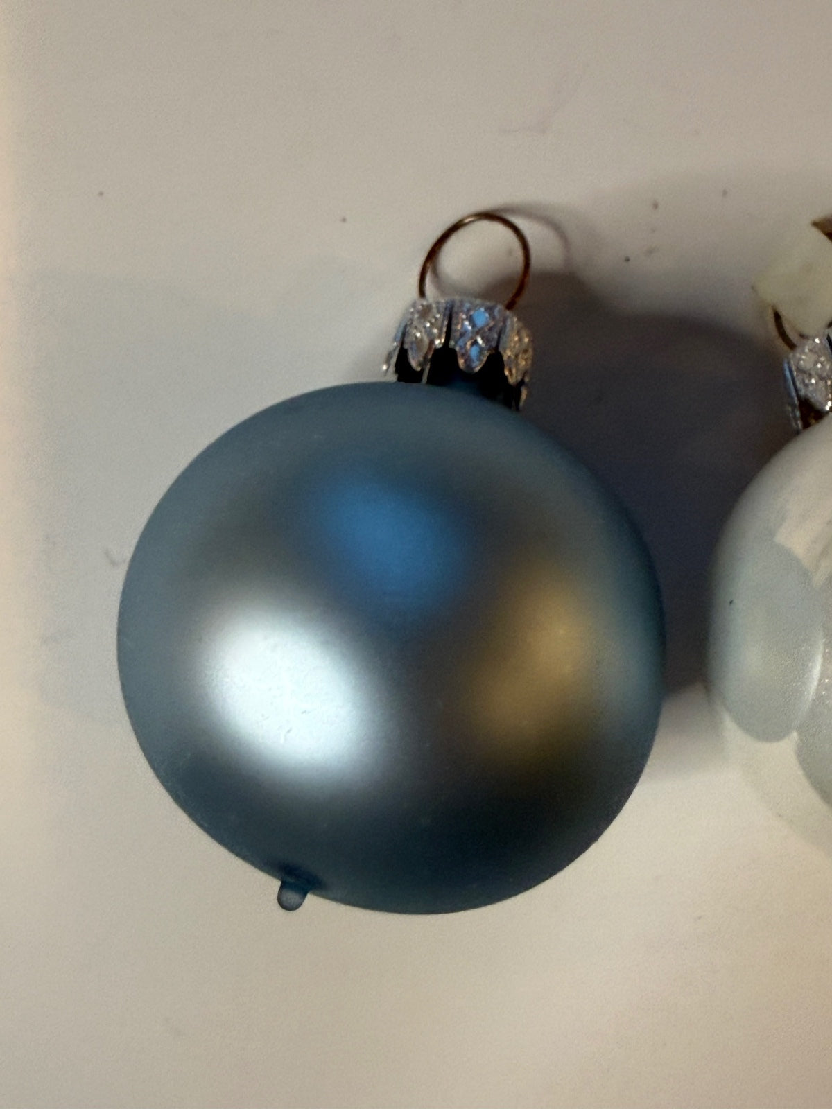 3 Vintage Germany Glass Christmas Ornaments Blue White Gold Balls – alternate product view 2 of 10