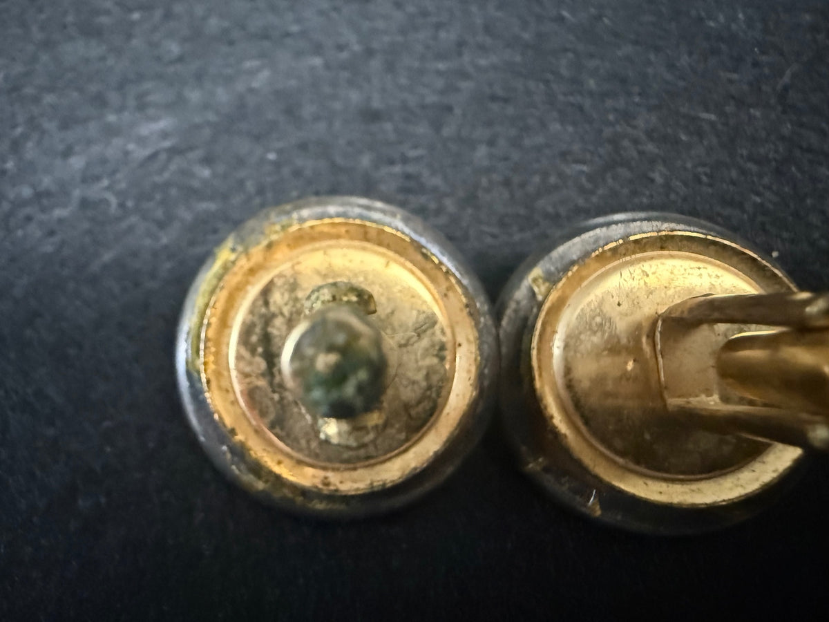 Vintage Crown Laurel Wreath Cufflinks Silver Gold Tone Military Royal Style – alternate product view 4 of 4