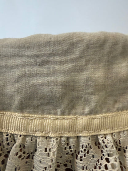 Vintage 1989 Longaberger Basket Dresden Ohio Leather Handles Lace Liner