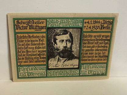 1921 Zörbig Germany 25 Pfennig Notgeld – Victor Blüthgen - 100