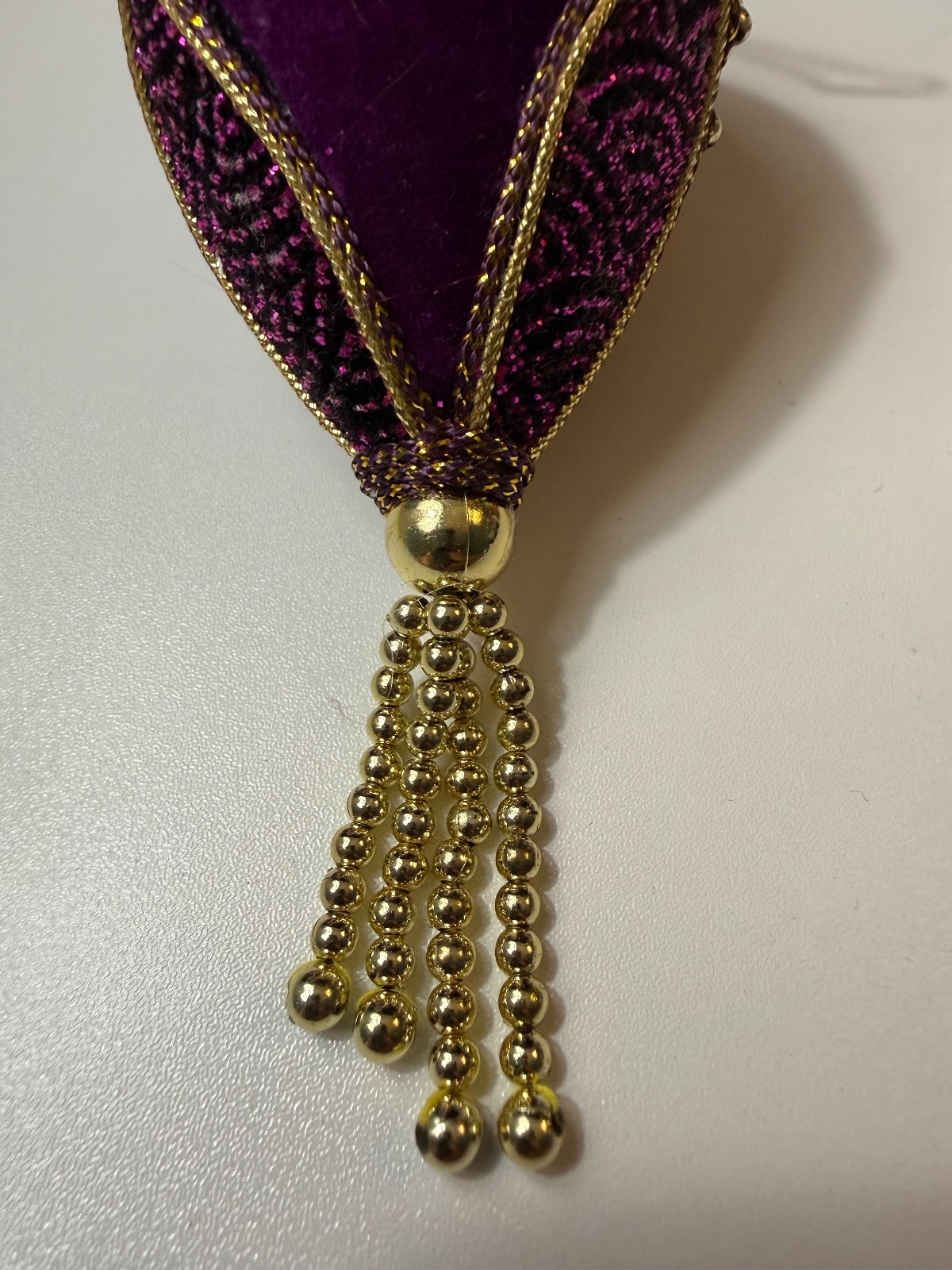 Vintage Purple Velvet Jeweled Christmas Ornament Gold Tassel 1960s MCM – alternate product view 3 of 6