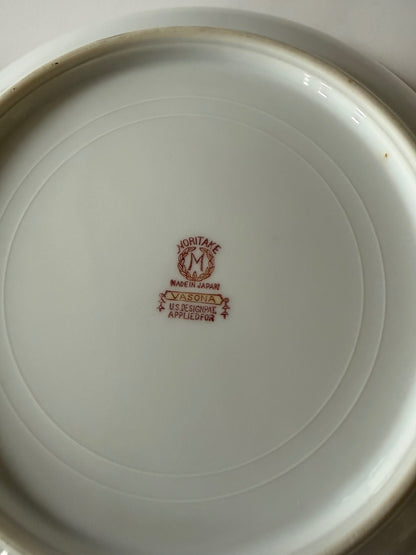 Noritake Vasona Handled Vegetable Serving Bowl Floral Gold Trim Japan 9.75”