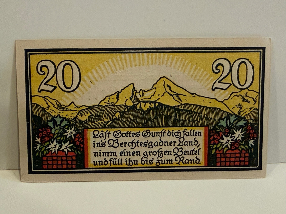 1920 Germany Berchtesgaden 20 Pfennig Notgeld Watzmann Bavaria – alternate product view 2 of 2