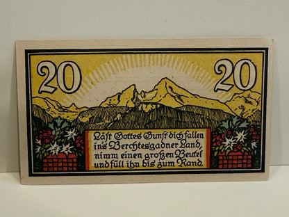 1920 Germany Berchtesgaden 20 Pfennig Notgeld Watzmann Bavaria – alternate product view 2 of 2