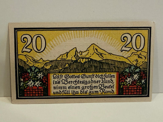 1920 Germany Berchtesgaden 20 Pfennig Notgeld Watzmann Bavaria – alternate product view 2 of 2